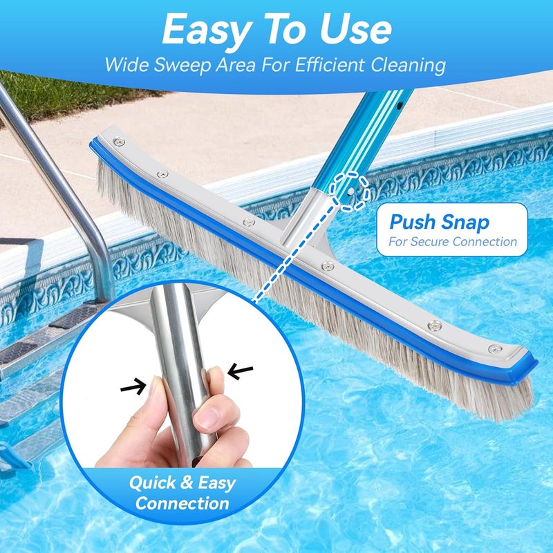 AQUAFLY 18-Inch Heavy Duty Pool Brush – Stainless Steel Wire & Nylon Bristles, Curved Edge Design for Easy Cleaning – Pool Brush Head for Inground & Above Ground Swimming Pools - Image 3